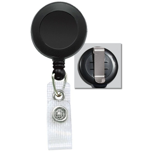 Black badge reels 100-pack with reinforced vinyl strap & belt clip