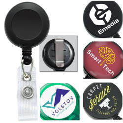 Custom black badge reels 100-pack