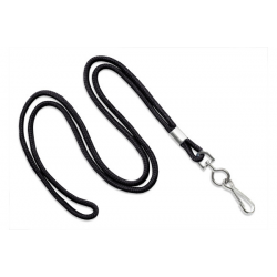 Lanyard, black wov swiv. Hook 100-pack